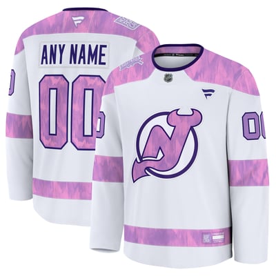  New Jersey Devils Fanatics Hockey Fights Cancer Custom Practice Jersey - White